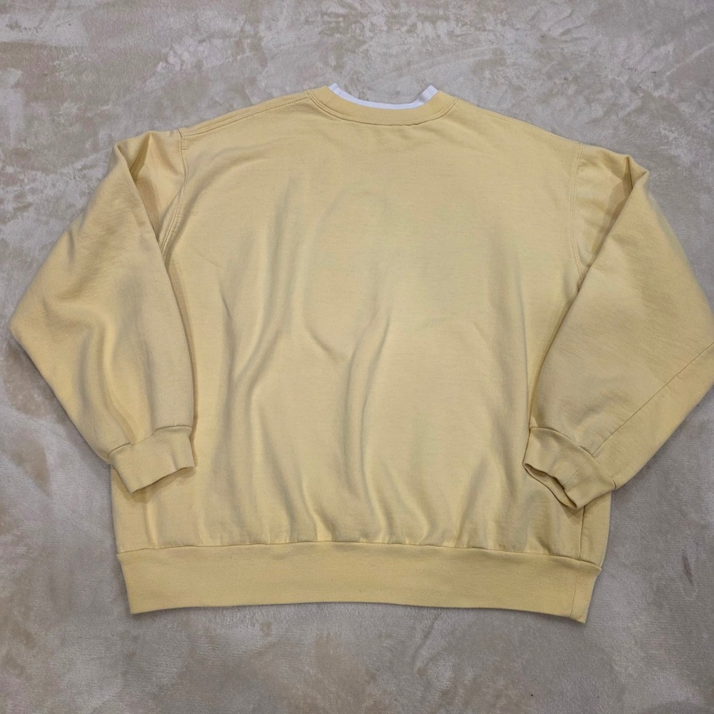 Vintage 90s Embroidered Butterfly Floral Sweatshirt Yellow Double Collar Size L - Picture 7 of 7